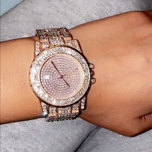 Rose gold rhinestone watch never used